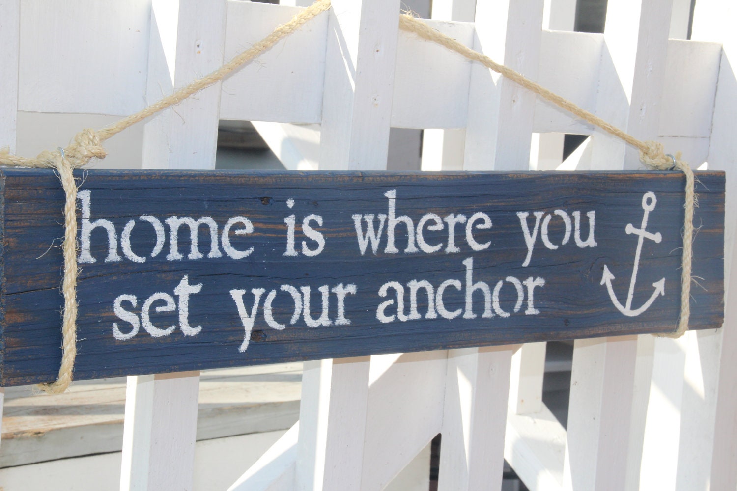 Home Is Where You Set Your Anchor- reclaimed wood sign, nautical