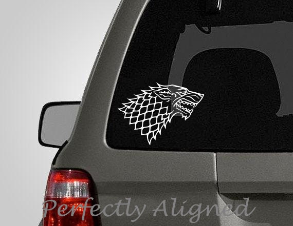 Car Decal - 7" Game of Thrones inspired Direwolf style 2 House Stark Crest Car Decal