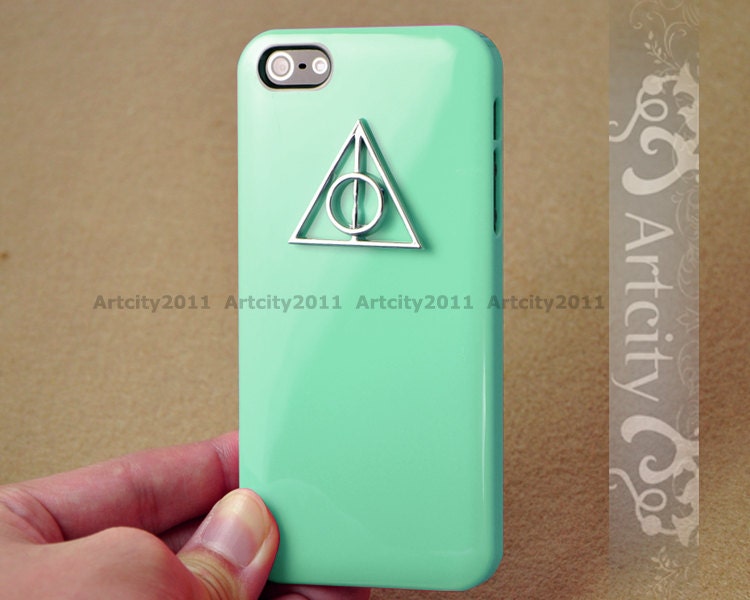 Iphone 5 Case----HP Deathly Hallows Iphone Case, Light Green Iphone 5 case, iphone case Cover, Hard case