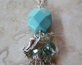 Aqua Amazonite Cluster Bead Pendant