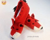 Unisex Kids Childs Girls Boys Chunky Crochet Fox Slippers - Custom Made to Order Crochet Slippers
