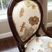 Hand Carved Antique Victorian Chair - classic upholstered unexpected cream vintage aqua green brown whimsical romantic country armchair