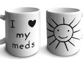 Hand Painted I Heart My Meds Mug - Made in USA