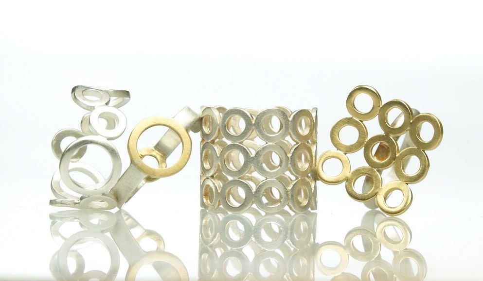 Circle Ring Series, Geometric Circle Rings, handmade silver rings, handmade gold rings
