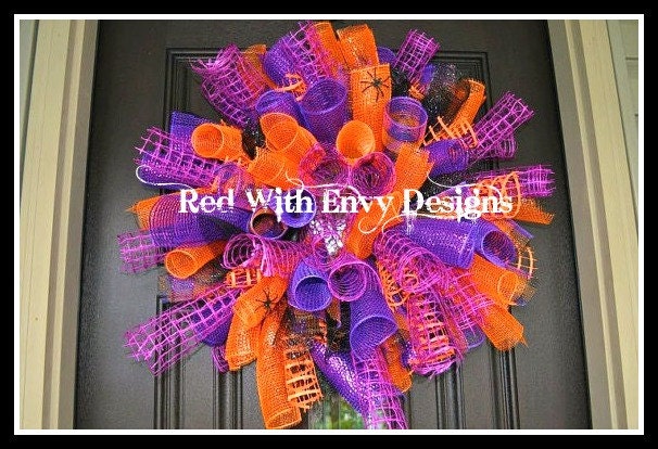 Halloween Spiral Wreath, Halloween Wreath, Spiral Wreath, Deco Mesh Wreath, Wreath, Halloween, Door Wreath, Orange Wreath