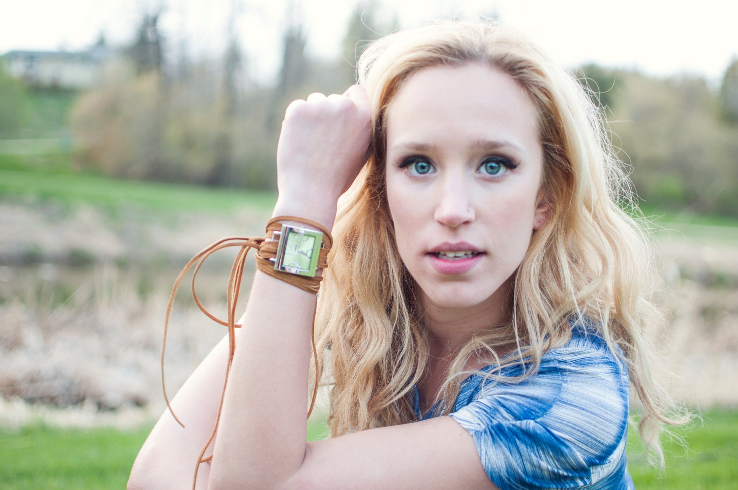 lime green suede wrap watch
