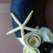 Summer Nautical Wreath - Beach Wreath - 14 Inch Yarn Wrapped Wreath with Starfish, Sanddollar, Felt Flowers, Pearls and Anchor Buttons
