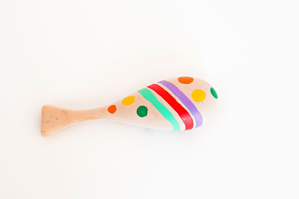 Wooden eco friendly organic baby fish rattle-teether