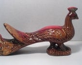 Vintage 1970s Maurice of California Orange Ceramic Peacock