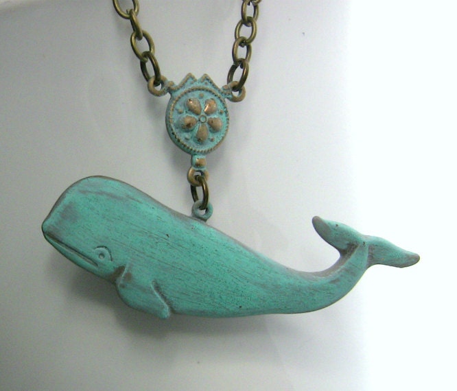 Blue Whale Necklace - Moby Dick - Turquoise- Blue - Navy - Whale Jewelry Pendant