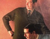 Vintage knitting pattern mens Raglan Sweater SIRDAR double knitting 4 sizes alternative neckline