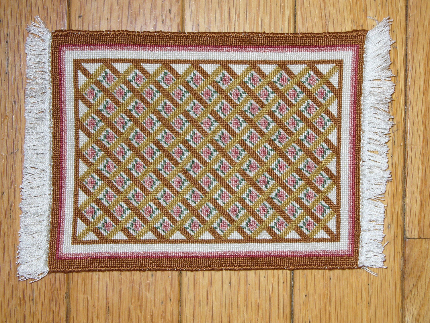Miniature needlepoint dollhouse rug. by needlepointepiphany