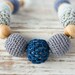 Silver Moon Nursing Necklace - ombre grey, deep blue - breastfeeding necklace for mom to wear
