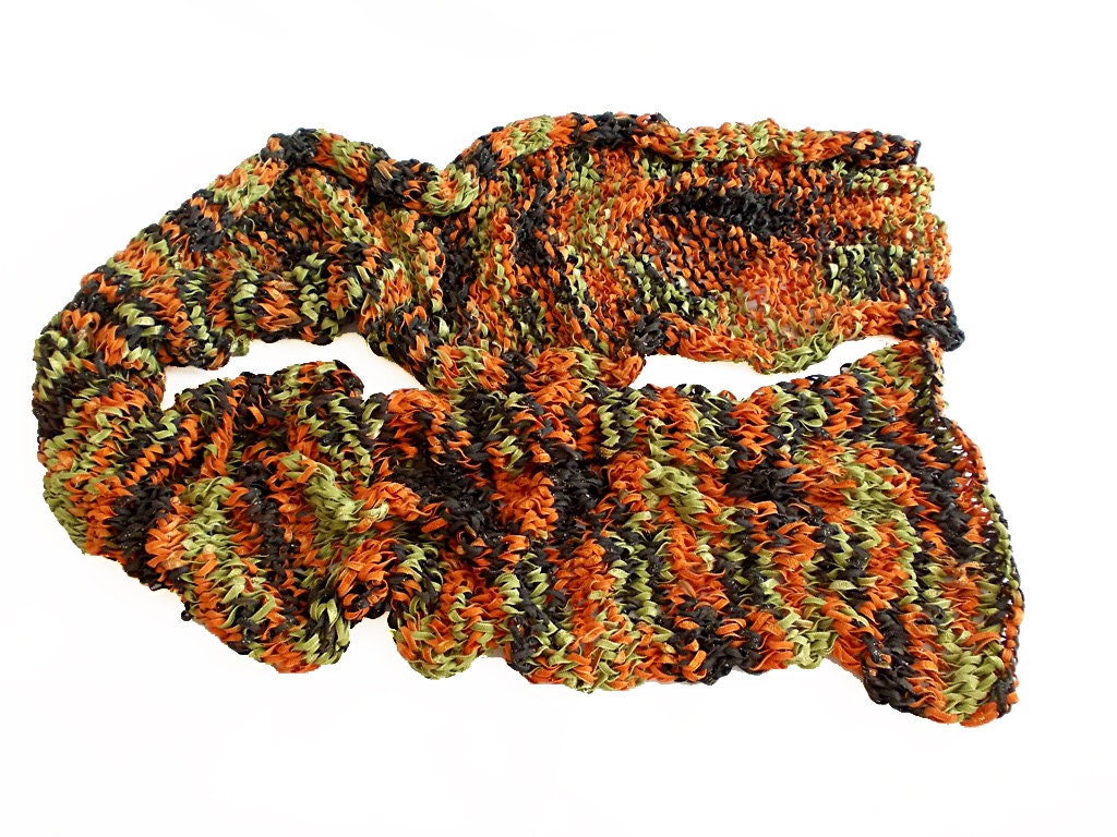 Knitting weft with natural colors- Knitting Scarf- Natural Colors- Wrap- Camouflage Colors Accessories- Long Scarf- OOAK