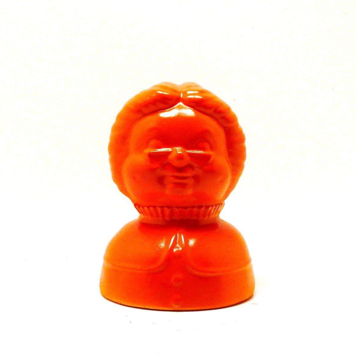 neon decor, ceramic bust, kitschy granny, grandma, neon orange, kitsch home, vintage figurines, neon accents
