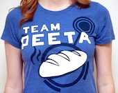 Women's Hunger Games Team Peeta T-Shirt with Bread Graphic, Blue, SIZE MEDIUM