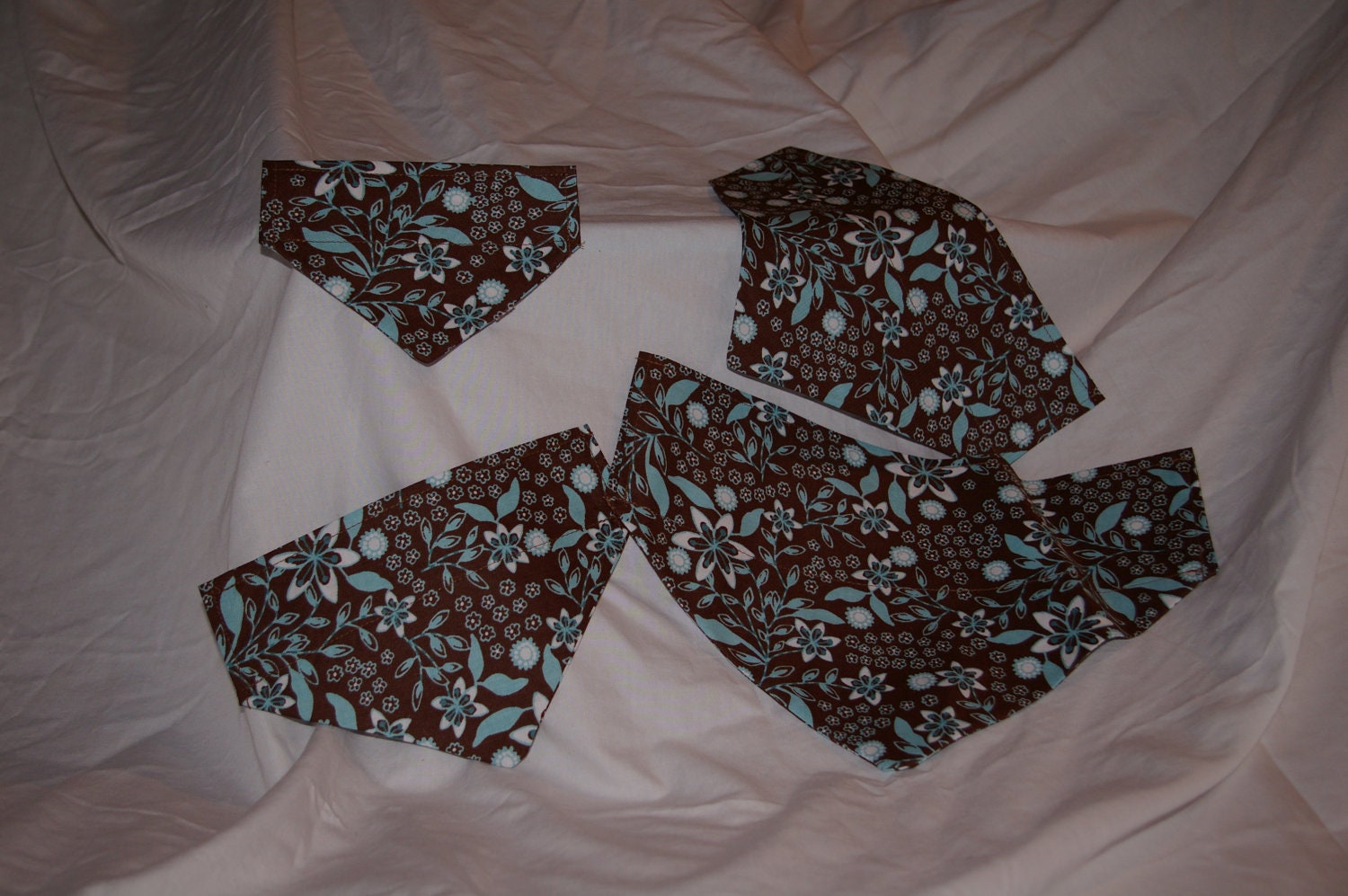 SALE Brown and Blue Flowers Over the Collar Dog Bandana