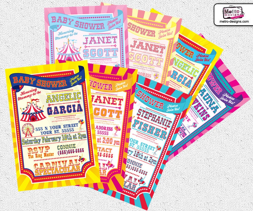 Circus, Carnival Theme Baby Shower Invitations Il_170x135
