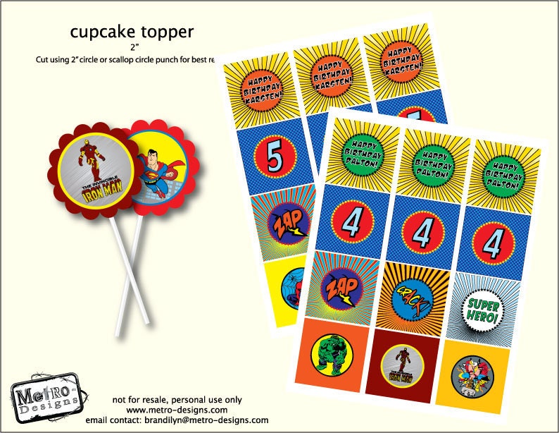 Super Hero Theme - Toppers/tags Il_570xn