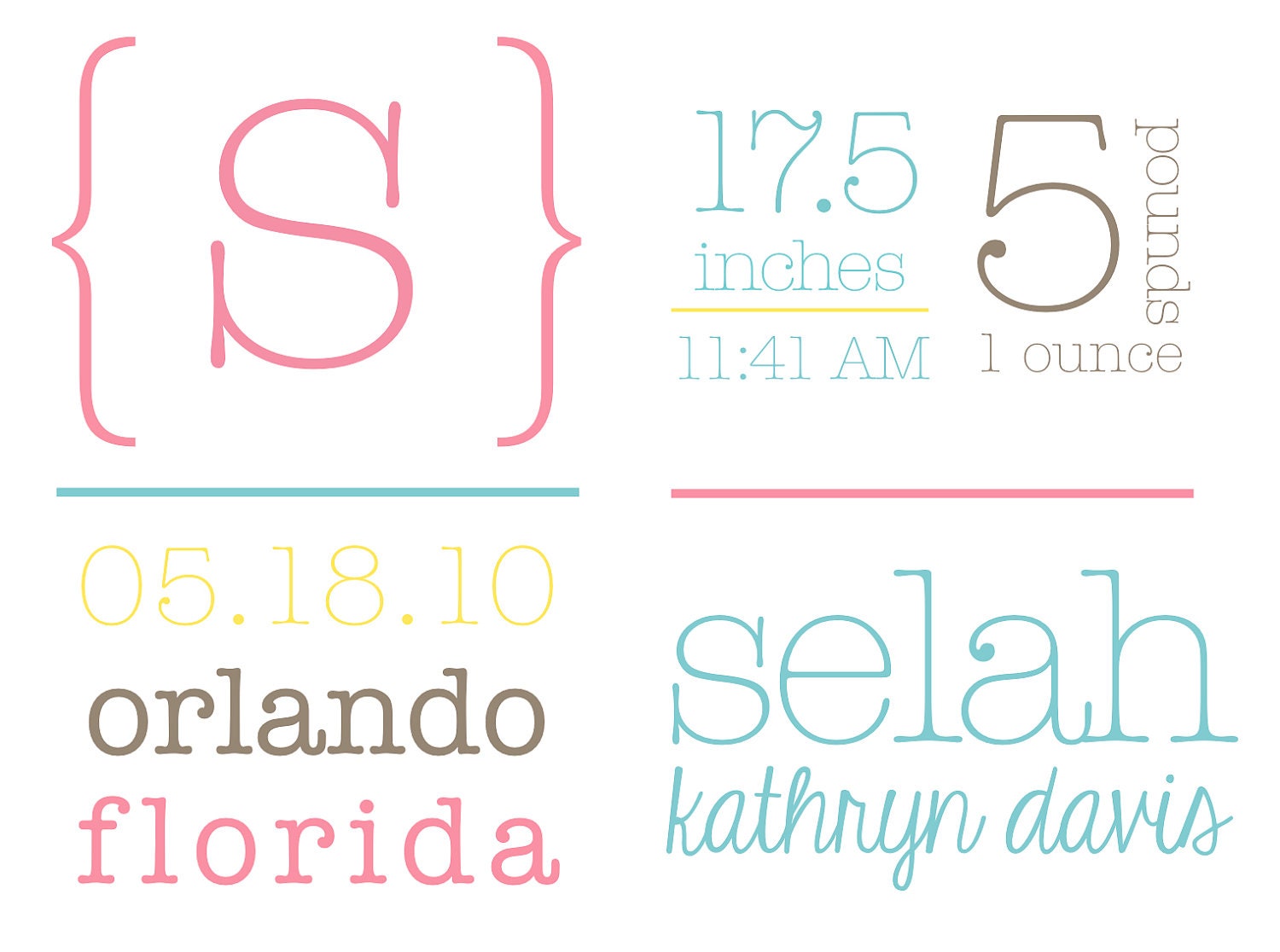 Birth Stats Baby Nursery Printable 8x10 DIY Decor Print Birth Announcement
