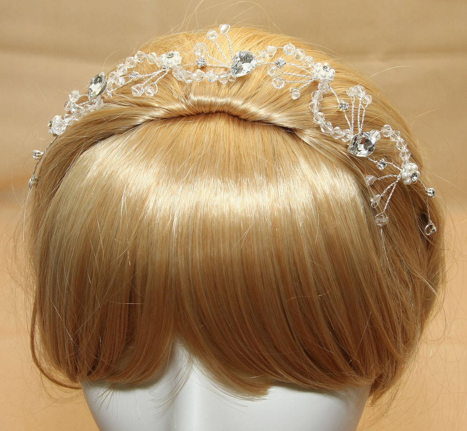 Bridal Wedding headband Jewelry Rhinestone Crystals with Hair Clips Bridal Crown