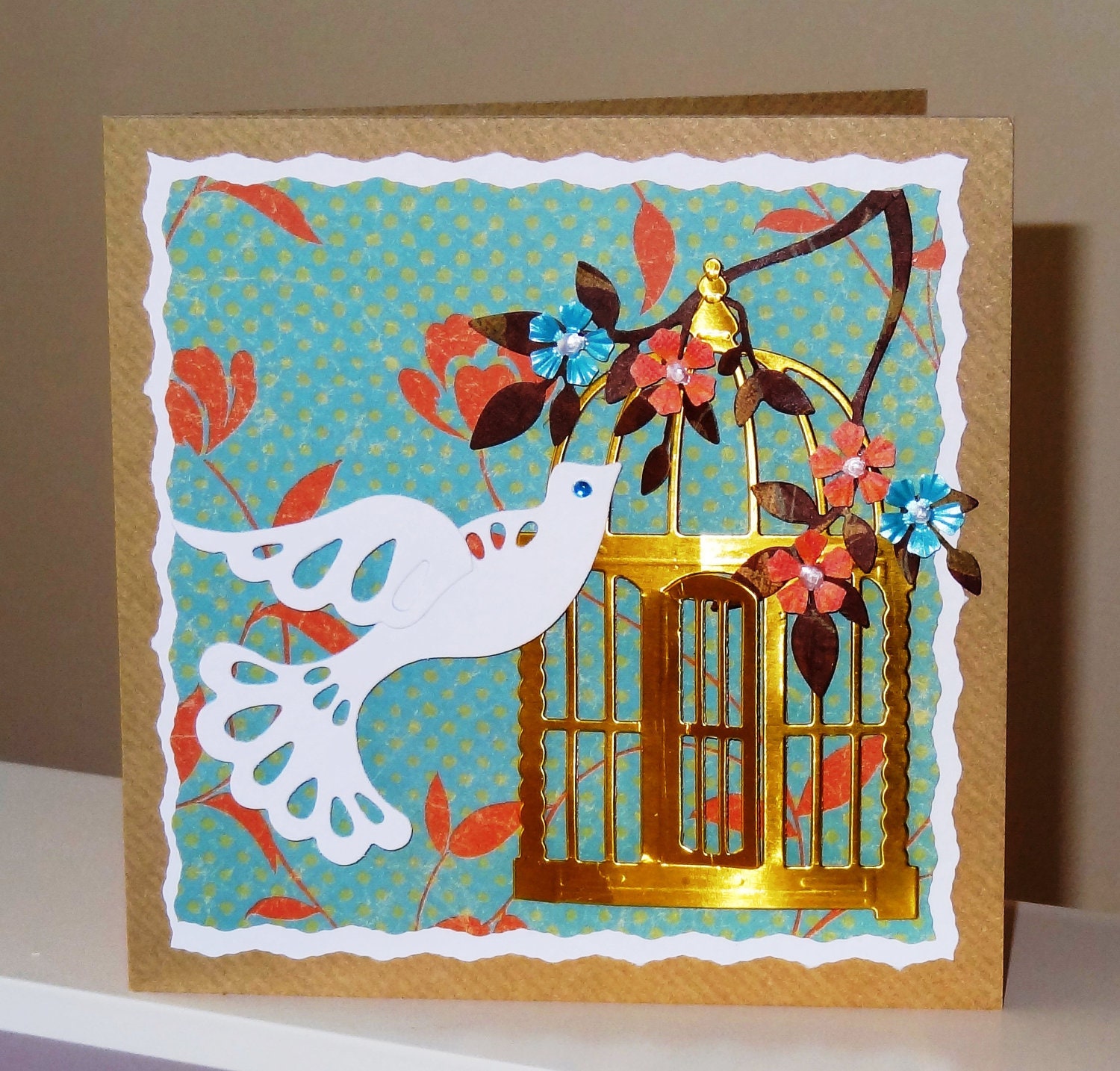 SALE reduced for limited time Luxury handmade Bird & Birdcage greetings cards