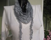 Gray sheer lace scarf with lace fringe Women scarves NEw summer Fashion 2012 trends