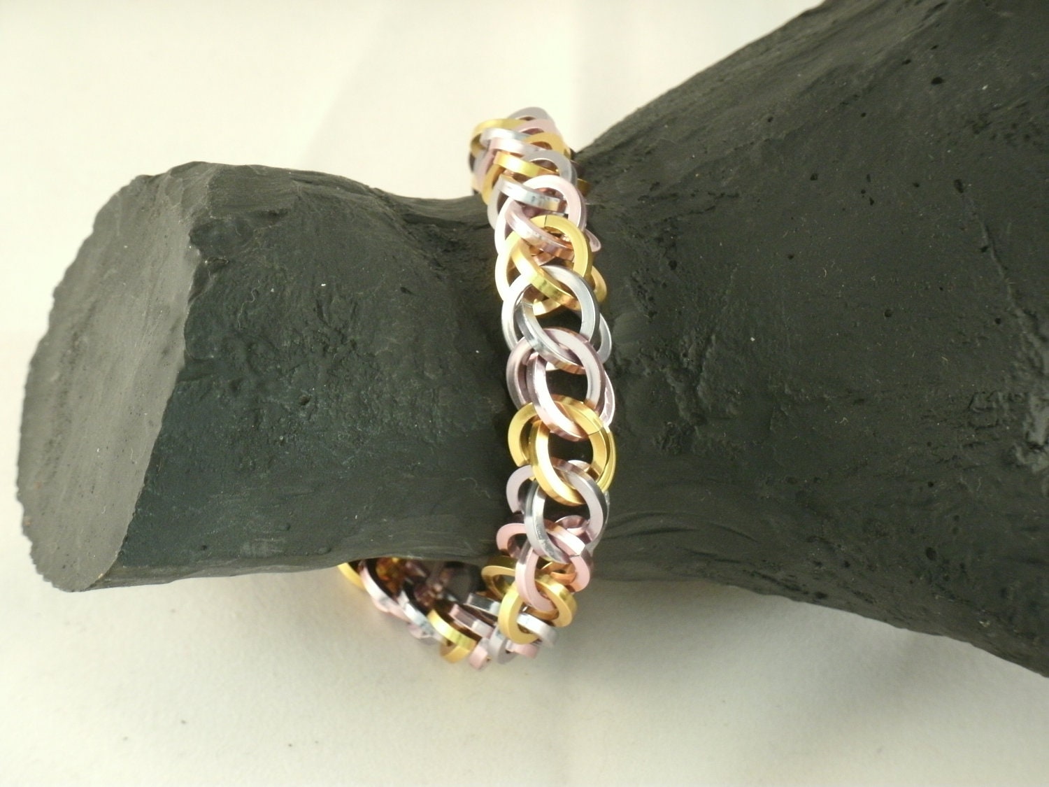 Square Wire Bracelet in Tri Gold