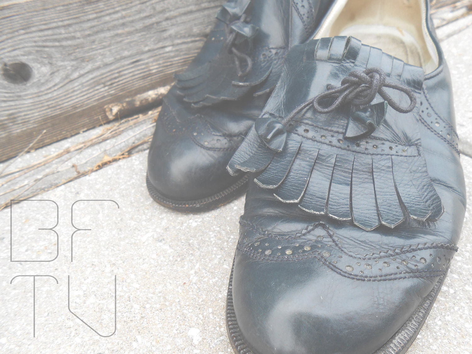 Navy Blue Italian Wingtip Oxford Slide Shoes With Fringe Flaps