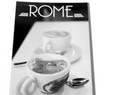 Rome Postcard Photography-Black and White Typography-Cafe Coffee Italy-Art Deco Vintage Style Travel Print