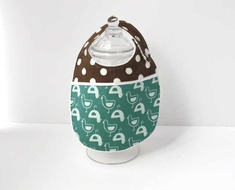 Baby Bib - Teal Ducks and Chenille
