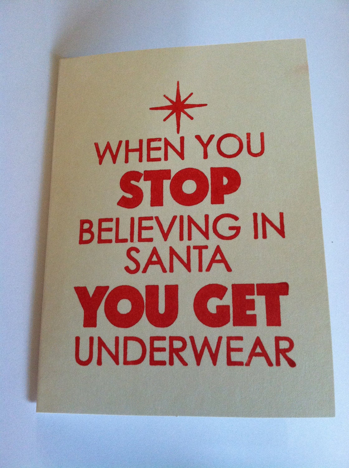 8 blank Christmas cards-8 matching envelopes-believe in Santa-funny xmas cards