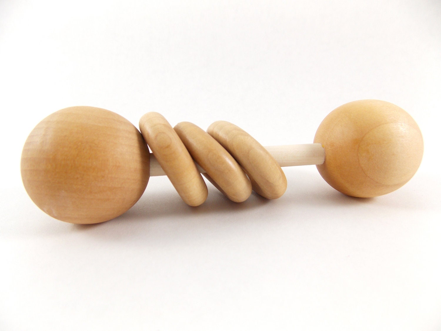 Wooden Baby Rattle - organic - safe - for eco friendly baby, toddlers, newborns - Classic Rattle