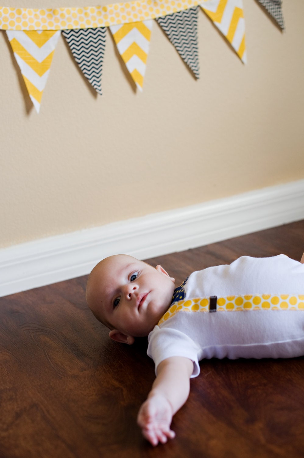 Swanky Baby Boy Onesie Bow Tie and Suspenders "The Wolverine" Michigan Wolverine Colors