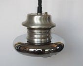 Metal 1970s vintage hanging light with pullcord
