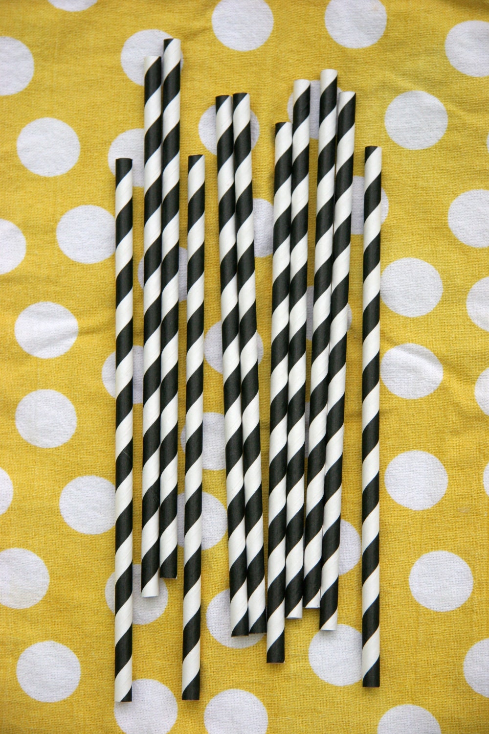Paper Straws in Black and White Stripes, Pack of 50 Il_570xn