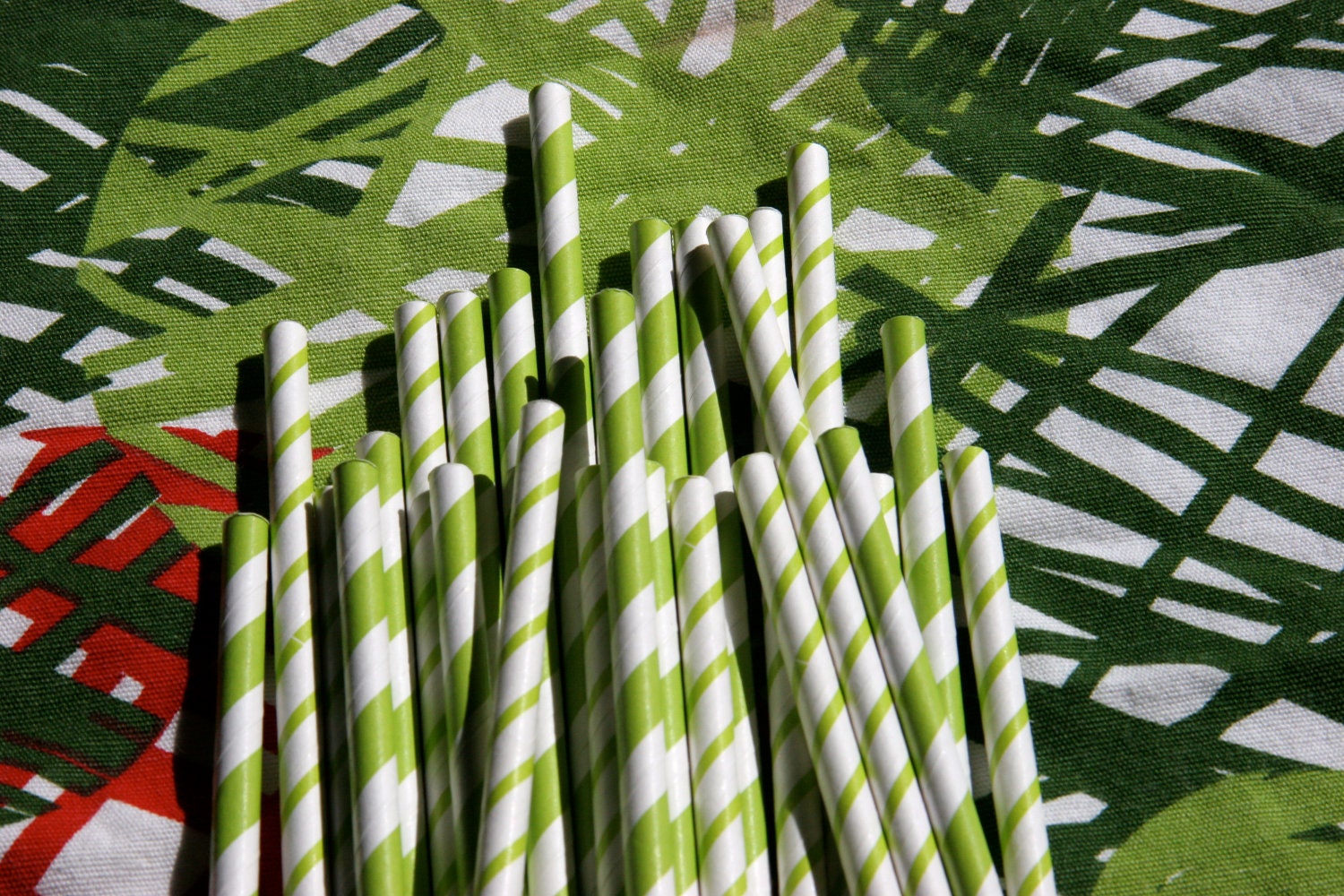 Green Stripe Paper Straws, Pack of 100, Thick & Thin Stripes Il_570xn