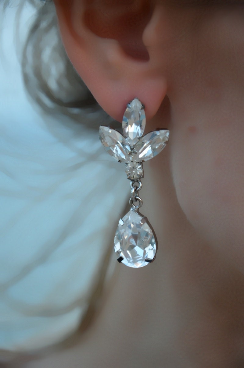 Juliette - swarovski rhinestones statement drop earrings - made to order