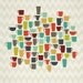 Retro Kitchen Coffee Cups 11x14 Art Print