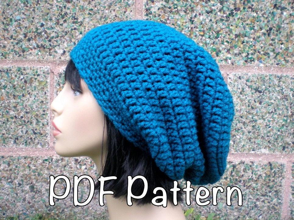PATTERN:  Autumn Slouch-  Unisex slouchy beanie hat P D F, easy crochet pattern, InStAnT DoWnLoAd, Permission to Sell
