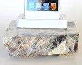 iPhone 5 white dock on a live edge white quartz stone piece