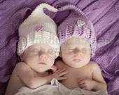 Valentine Newborn  Twin Girl Hat, Gnome Hat, Elf Hat, Twin Photo Prop, Pixie Hat.