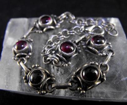 Vintage Garnet Bracelet Sterling Silver Boho Style 40.00 obo