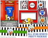 All Star Sports Birthday Party Package- Printables