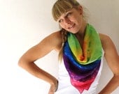 Tie Dye Silk Scarf - Rainbow - Hand Dyed Silk Scarf - Spring Fashion- Hippie - Mothers Day Gift - Summer Scarf