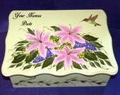 Essenceofthesouth Decorative Hand Painted Hummingbird Keepsake BOX Personalized Hummingbird Memory Box Wood Wedding Box Lilies Pink Floral