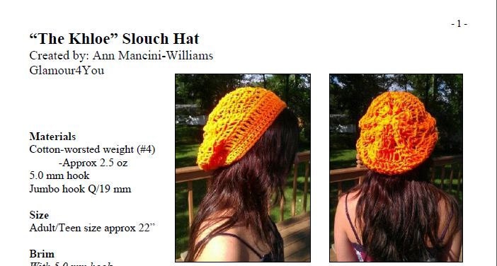 The "Khloe" Slouch Hat CROCHET PATTERN - Instant Download