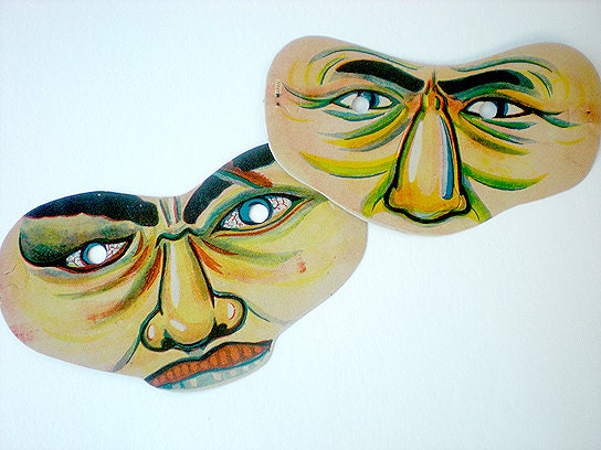 Vintage screen printed half mask from Japan