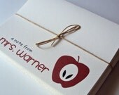 Teacher Gift - Personalized Note Cards - Custom Apple Stationery - Set of 10 With Envelopes, Back to School