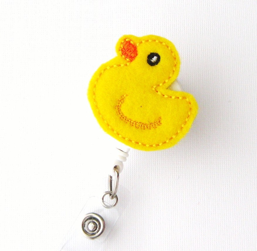 Ducky - Name Badge Holder - Cute Badge Reels - Unique Retractable ID Badge Holder - Felt Badge Reel - RN Badge - BadgeBlooms